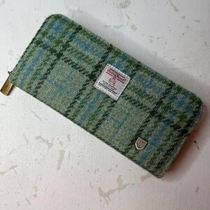 Harris Tweed Islander Green Tartan Large Rectangle Wallet Zippered Scotland - 7